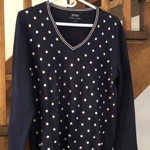 Tommy Hilfiger.Navy and polka dots cotton knit.